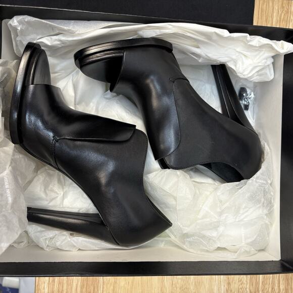 Alexander Wang Luisa Black Leather Open Peep Toe Booties High Heels Size EU 38 - Picture 4 of 16